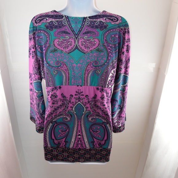 INC Paisley Pleated Shirt - Picture 2 of 5